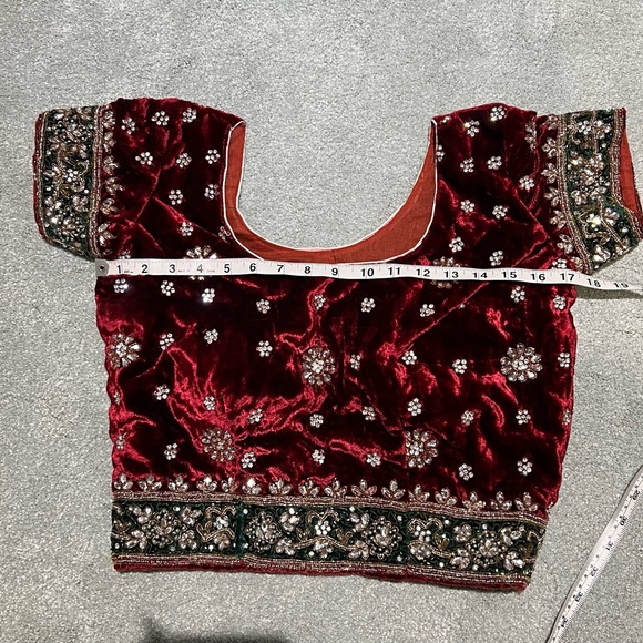 Women’s Velvet Maroon Wedding / Reception Lengha - 3 piece brand new - Picture 5 of 15